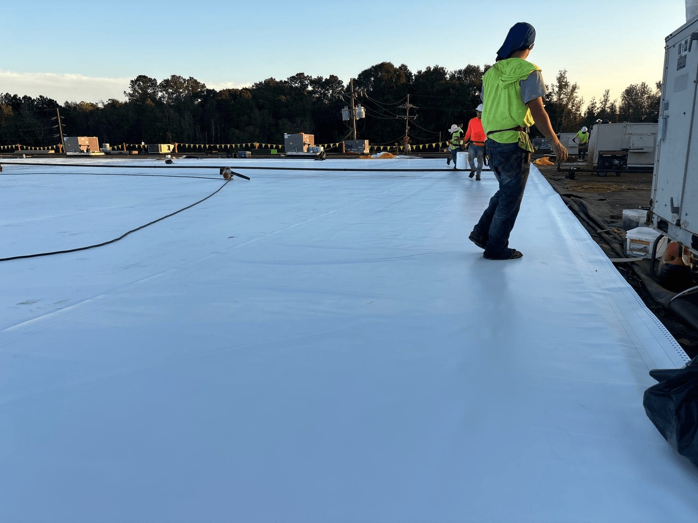 Moisture testing on a flat roof before a silicone coating application
